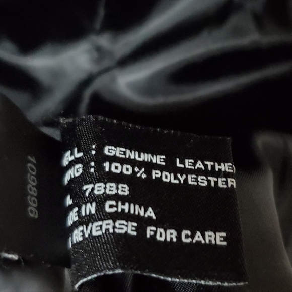 JONES New York Black Crinkled Leather Notched Collar Button Up Moto Jacket Large - Picture 13 of 16